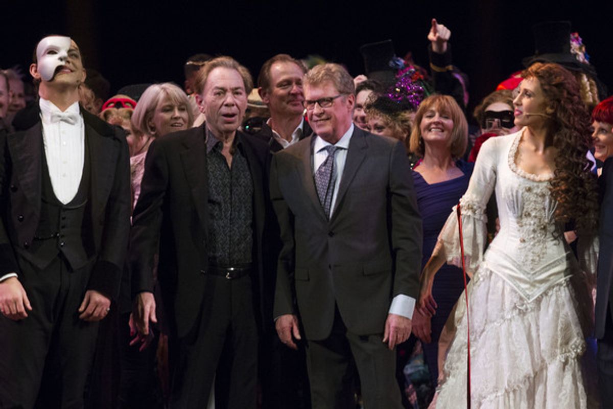 Ben Forster, Andrew Lloyd Webber, Michael Crawford and Celinde Schoenmaker  at 