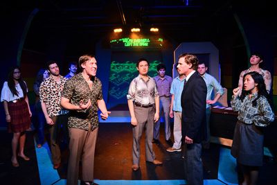 Michael Peters, Fin Coe, Will Cavedo and Stephanie Shum with the cast of MERGE Photo