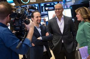 Bryant Fisher, Lin-Manuel Miranda, Christopher Jackson, and Maria Bartiromo Photo