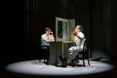 Michael Goldsmith plays Lee Harvey Oswald and Betsy Aidem plays his mother,  Photo