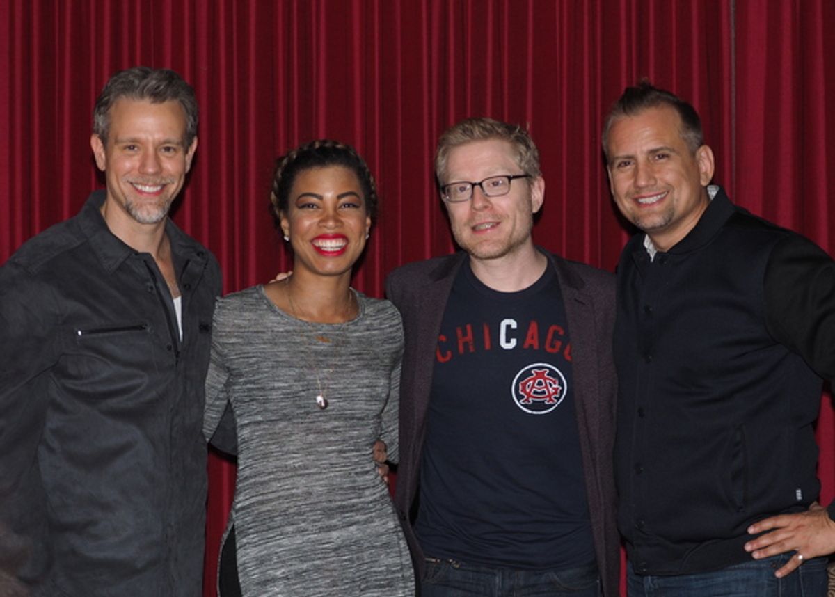 Adam Pascal, India Carney, and Anthony Rapp with Executive Producer/Owner Chris Isaacson at 