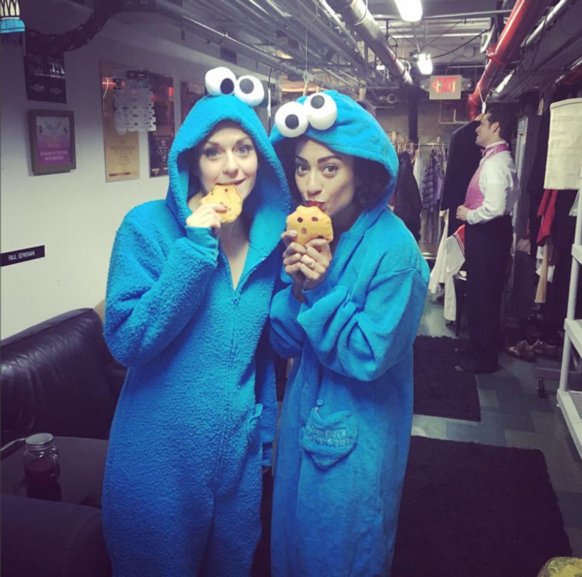 Holiday Inn (Broadway): @
shinamorris Cookie Monster twins at intermission. #holidayinnmusical #cookiemonster #halloweenedition #onesies #sip @rtc_nyc @megansikora  at 