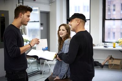 Jeremy Irvine (Vince), Charlotte Hope (Shelly) and Scott Elliott (Director) Photo
