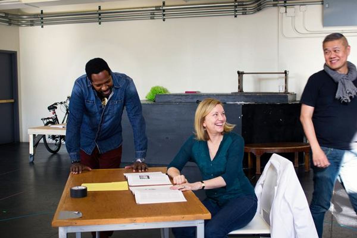 Artistic Director Chay Yew with James Vincent Meredith as Ray Leon and Mary Beth Fisher as Dr. Roz Kagan at 