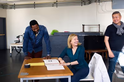 Artistic Director Chay Yew with James Vincent Meredith as Ray Leon and Mary Beth Fish Photo