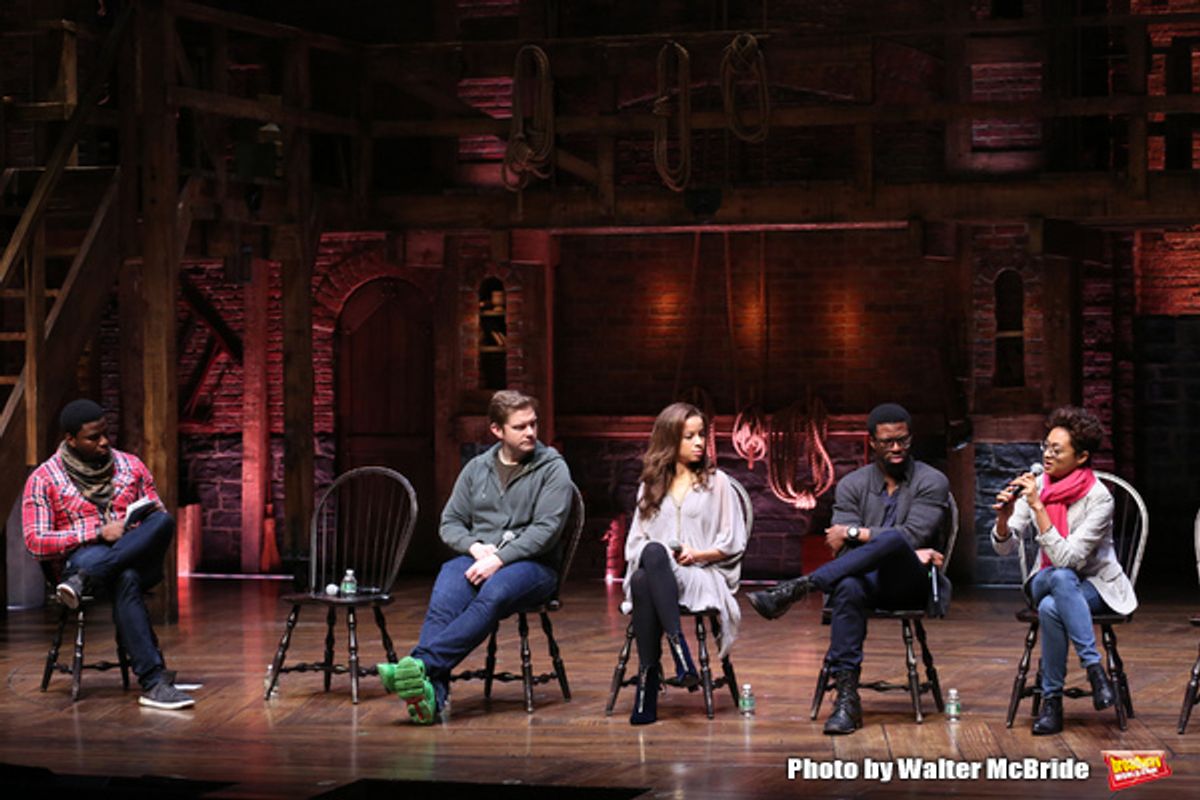 Okieriete Onaodowan, Rory O'Malley, Lexi Lawson, Michael Luwoye and Syndee Winters at 