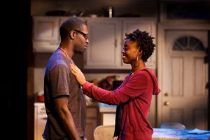 (L to R) Jeremy Keith Hunter as Antwoine and Kashayna Johnson as Annie in Milk Like Sugar at Mosaic Theater Company of DC, November 2-27, 2016. Photo by Ryan Maxwell. @ BroadwayWorld (L to R) Jeremy Keith Hunter as Antwoine and Kashayna Johnson as Annie in Milk Like S Photo