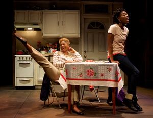 (L to R) Diedra LaWan Starnes as Myrna and Kashayna Johnson as Annie in Milk Like Sugar at Mosaic Theater Company of DC, November 2-27, 2016. Photo by Ryan Maxwell. @ BroadwayWorld (L to R) Diedra LaWan Starnes as Myrna and Kashayna Johnson as Annie in Milk Like Sug Photo