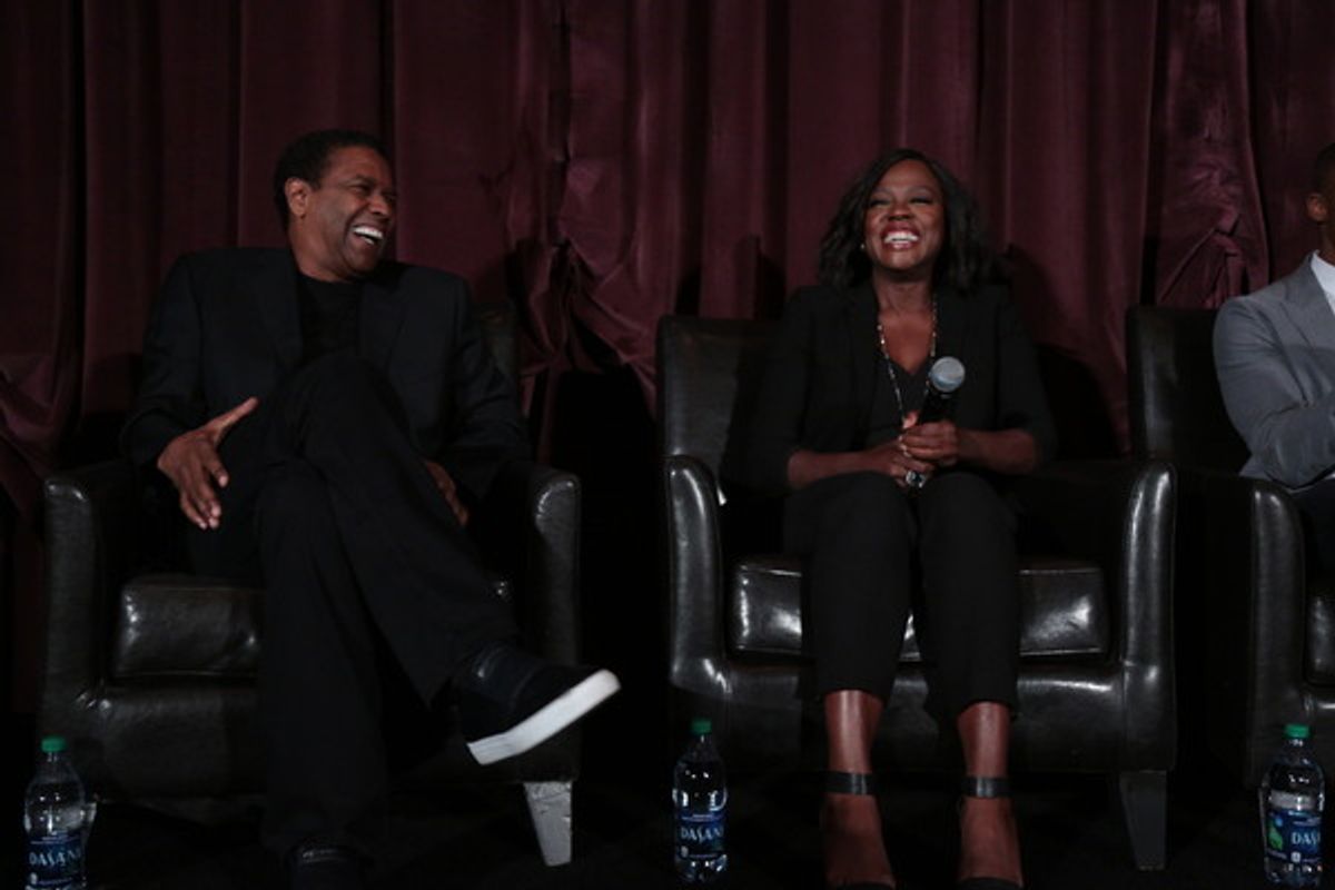 Denzel Washington and Viola Davis speak at the LA Guild Screening of 'Fences' at the Regency Village Theatre in Los Angeles, CA on November 5, 2016...(Photo: Alex J. Berliner / ABImages) at 