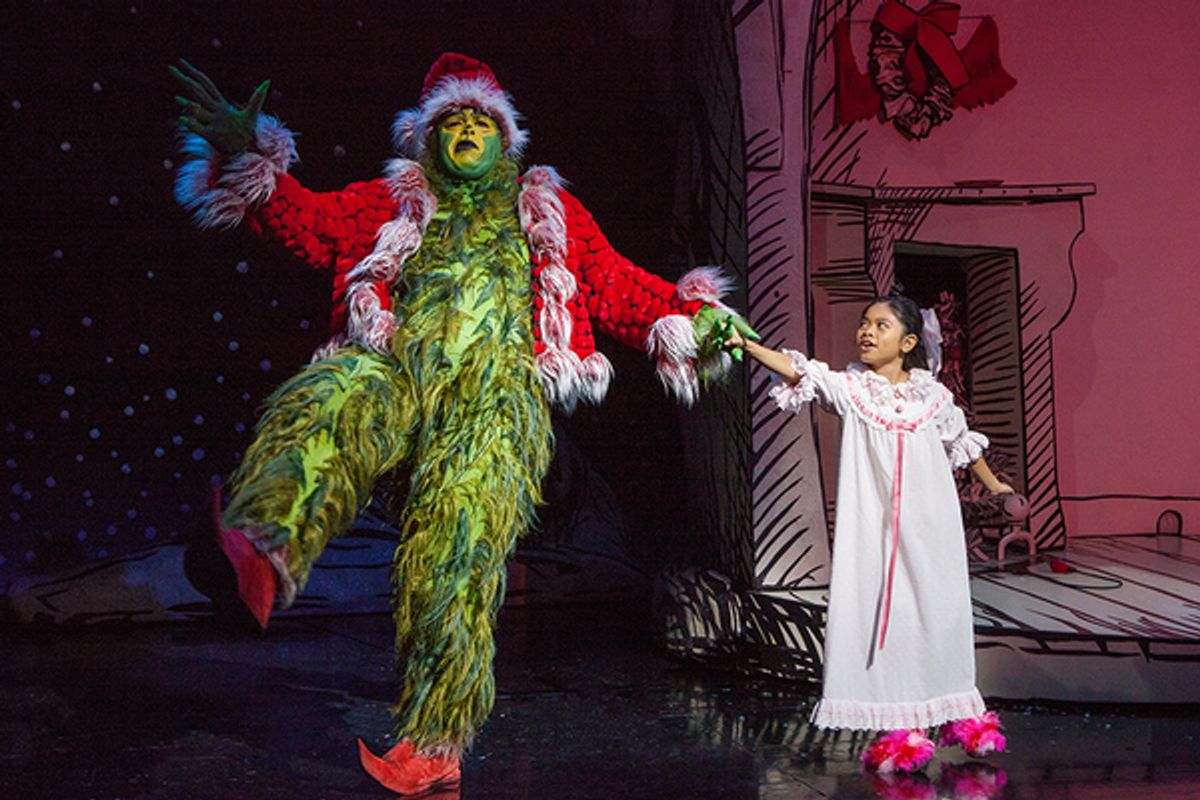 J. Bernard Calloway as The Grinch and Mikee Castillo as Cindy-Lou Who in Dr. Seussâ€™ How the Grinch Stole Christmas!, directed by James VÃ¡squez, running Nov. 5 â€“ Dec. 26, 2016 at The Old Globe. Photo by Jim Cox. at 