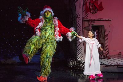 J. Bernard Calloway as The Grinch and Mikee Castillo as Cindy-Lou Who in Dr. Seussâ�&iquest;� Photo