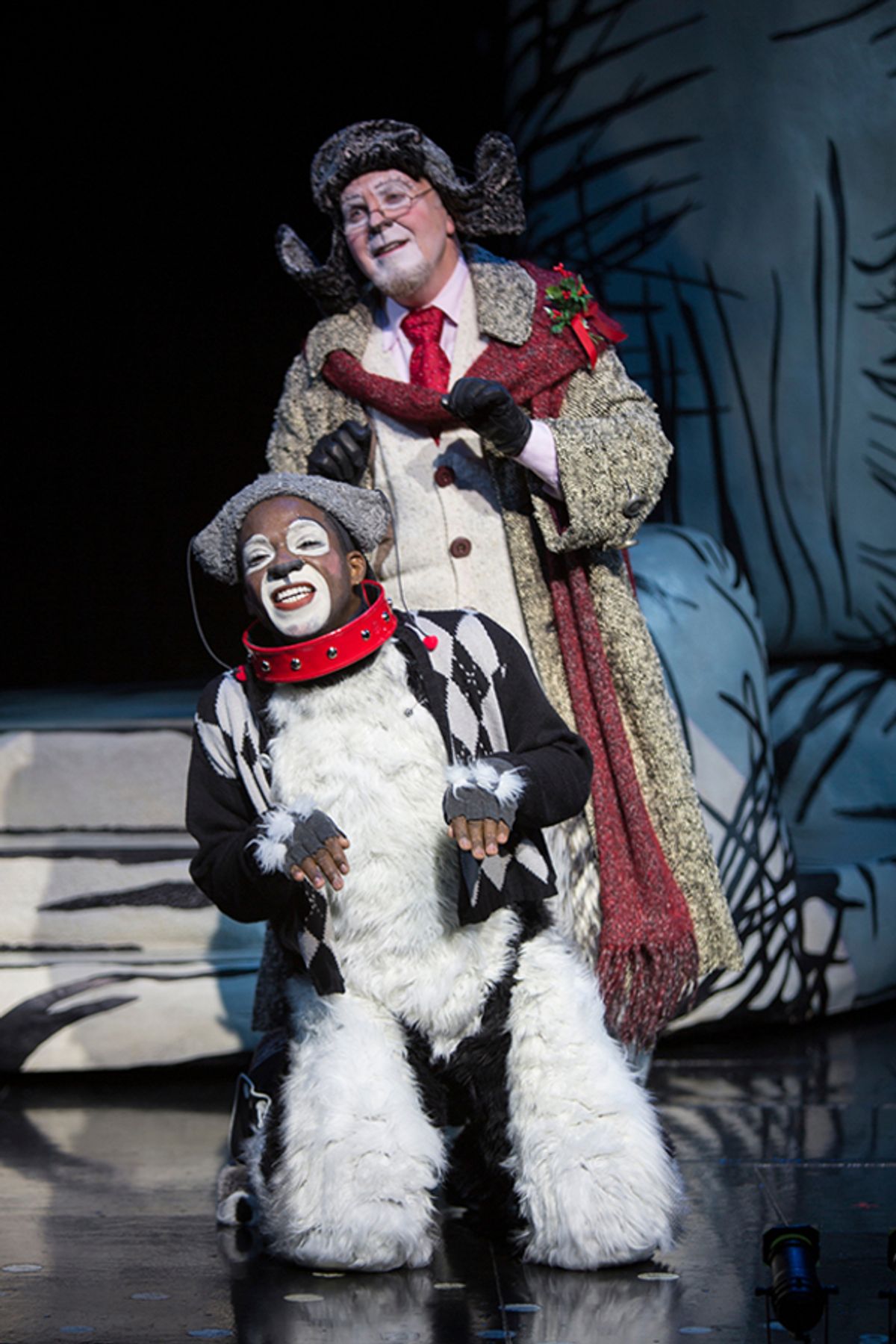 (from top) Steve Gunderson as Old Max and Tyrone Davis, Jr. as Young Max in Dr. Seussâ€™ How the Grinch Stole Christmas!, directed by James VÃ¡squez, running Nov. 5 â€“ Dec. 26, 2016 at The Old Globe. Photo by Jim Cox. at 