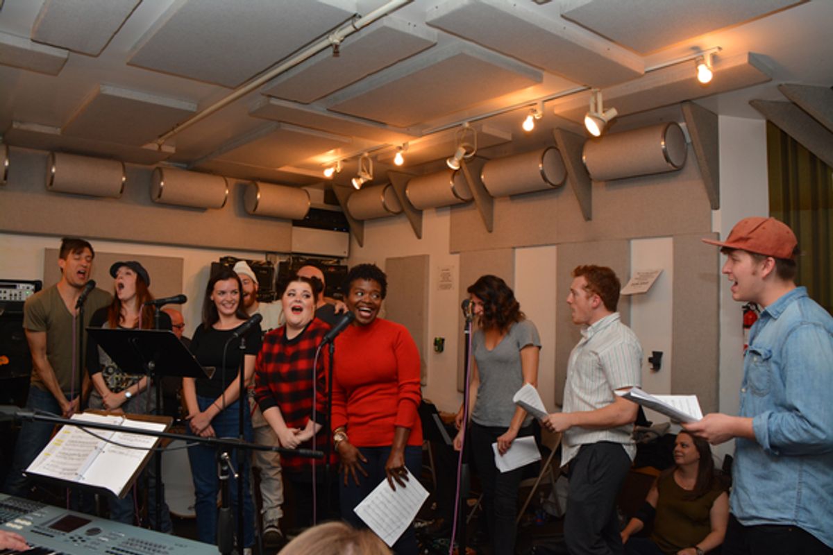 Bryce Ryness, Julia Murney, Jennifer Damiano, Ryann Redmond, Donnie Kehr, LaChanze, Jackie Burns, Ethan Slater and Max Sangerman at 