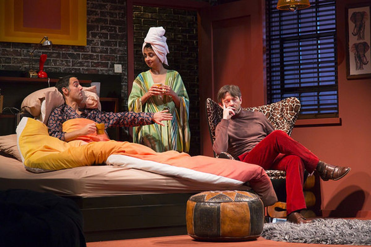Nael Nacer, Mahira Kakkar, and Karl Miller in the Huntington Theatre Company's production of Bedroom Farce, directed by Maria Aitken, playing November 11 - December 11, 2016, Avenue of the Arts/BU Theatre. Â© Photo: T. Charles Erickson. at 