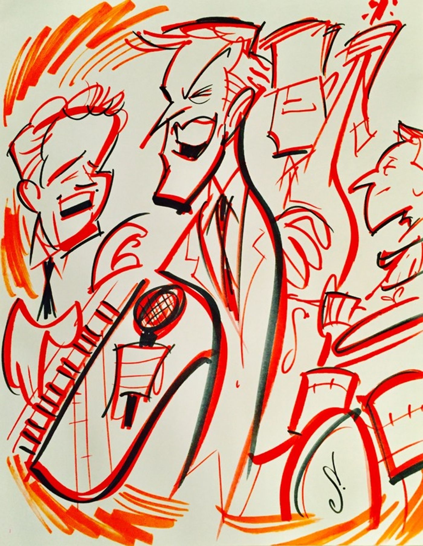 Photo Flash: Justin 'Squigs' Robertson Draws the Stars at Jim Caruso's Cast Party  Image