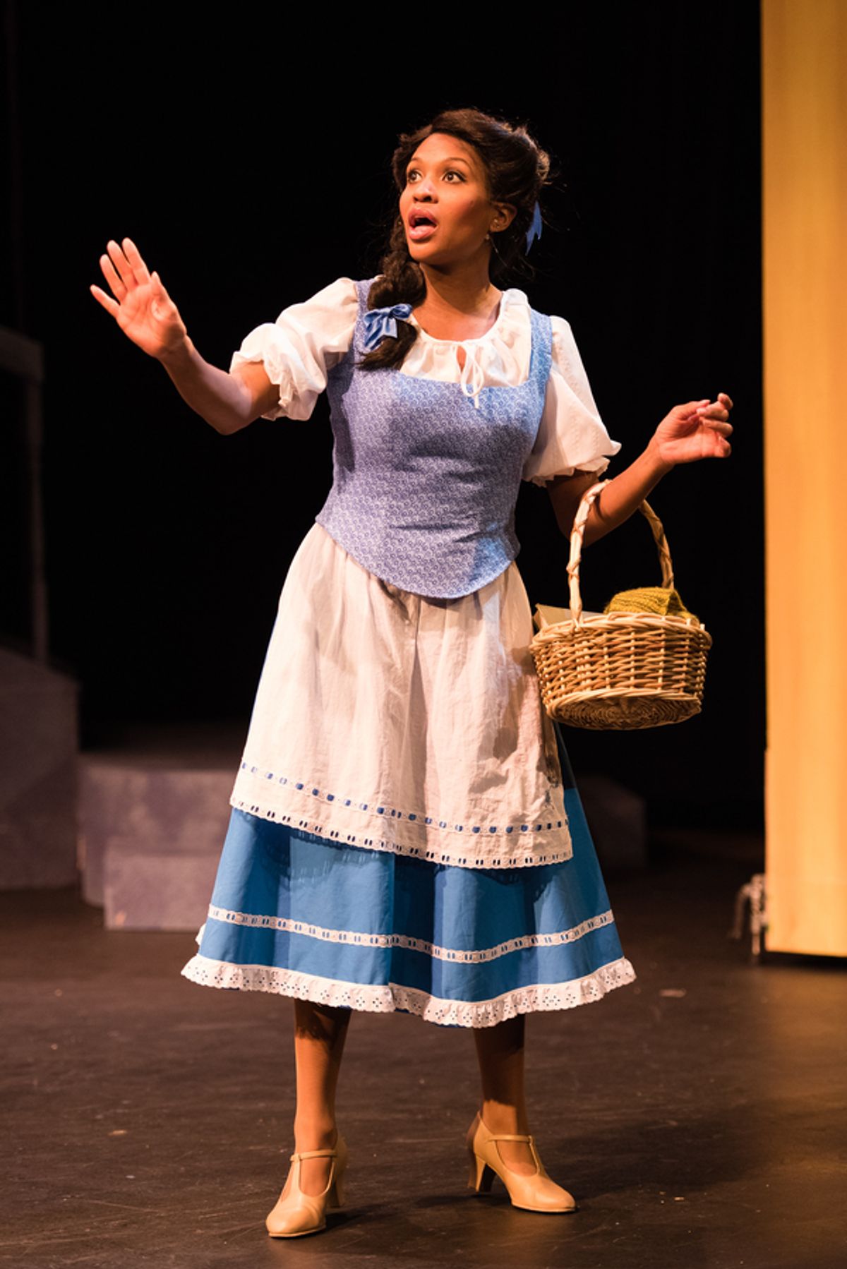 Belle (JANELLE LASALLE), searches for something more than her provincial life in Berkeley Playhouse's production of Disney's Beauty and the Beast, directed by Kimberly Dooley. Performing at the Julia Morgan Theater now through December 23, 2016. Photo by  at 