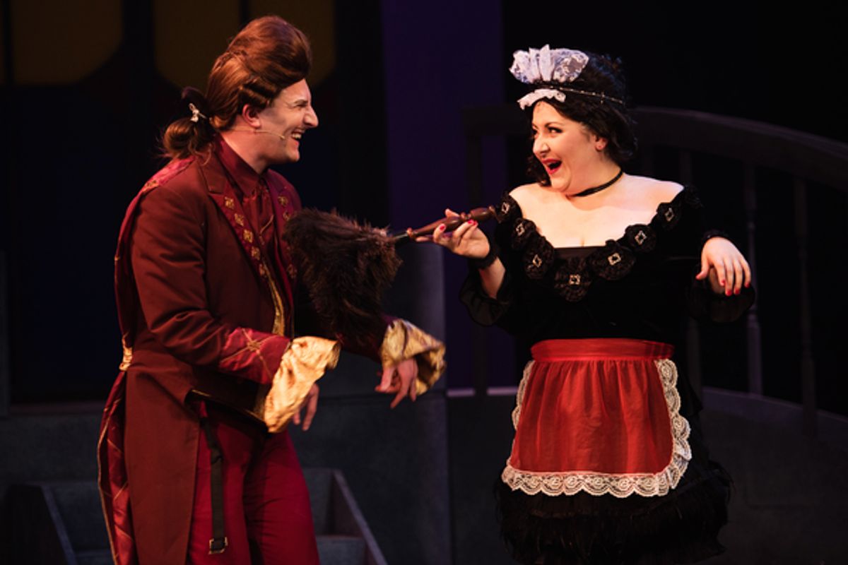 Lumiere and Babette (ADAM NIEMANN & SAMANTHA PISTORESI) celebrate being human again in Berkeley Playhouse's production of Disney's Beauty and the Beast, directed by Kimberly Dooley. Performing at the Julia Morgan Theater now through December 23, 2016. Pho at 