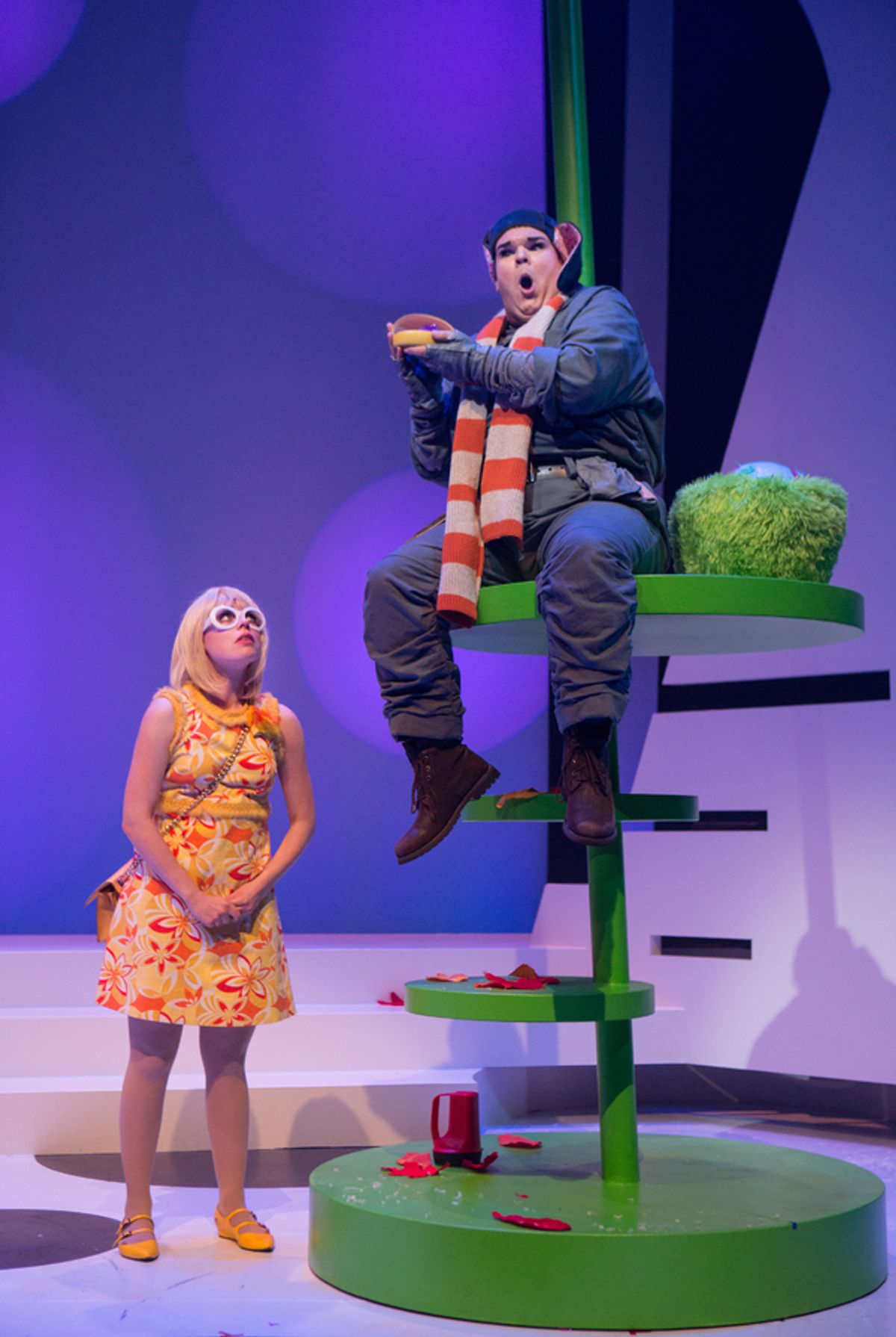 Pictured (L-R): Arinea Hermans and Jacob MacInnis in a scene from Seussicalâ„¢ at Young Peopleâ€™s Theatre; Set Design by Judith Bowden, Costume Design by Charlotte Dean, Lighting Design by Jason Hand; | Photo by Cylla von Tiedemann. at 