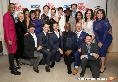 Sutton Foster with the cast and creative team  Photo