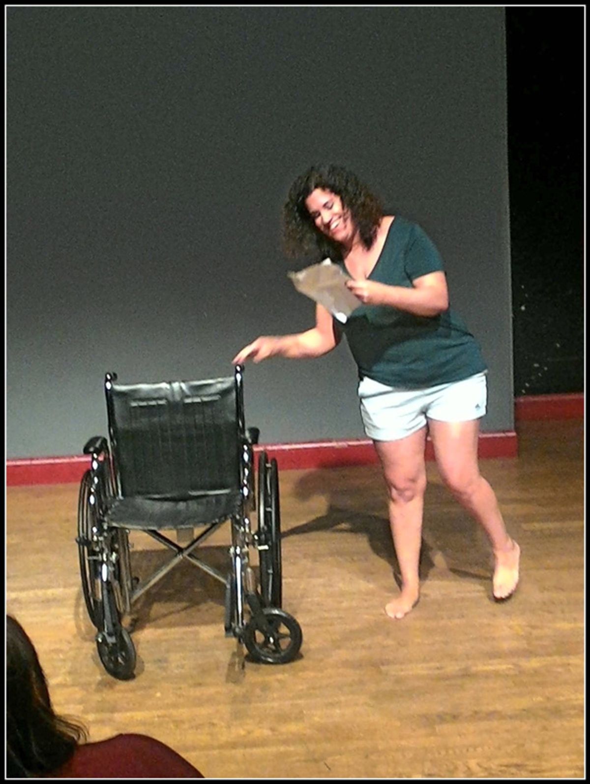 Actress/writer, Stephanie Gould, in the world-premiere performance of Walk With Me at the Peoples Improv Theater. The show was part of the 4th Annual SOLOCOM Festival. Directed by Chris Booth, produced by Peter Michael Marino. at 