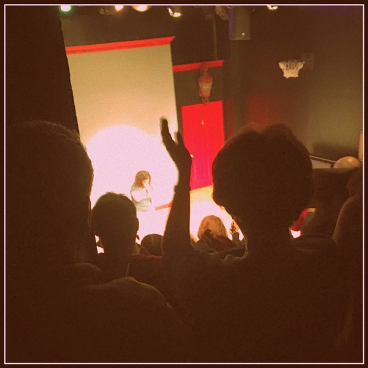 Actress/writer, Stephanie Gould, in the world-premiere performance of Walk With Me at the Peoples Improv Theater. The show was part of the 4th Annual SOLOCOM Festival. Directed by Chris Booth, produced by Peter Michael Marino. at 