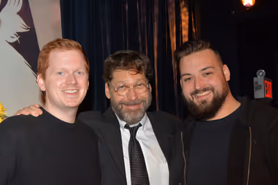 David Staller with tonight's stage managers-Jack Cummins and Alec Rigdon Photo