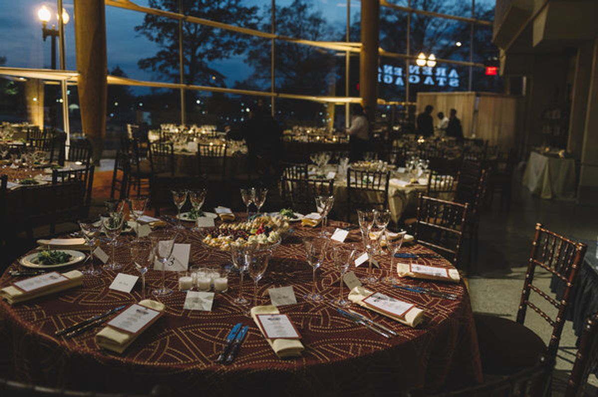 Tables are set for the sixth annual Military Thanksgiving at Arena Stage at the Mead Center for American Theater on November 25, 2016.  at 