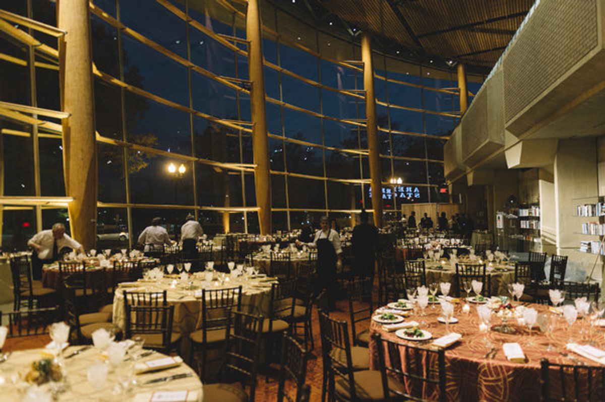 Tables are set for the sixth annual Military Thanksgiving at Arena Stage at the Mead Center for American Theater on November 25, 2016.  at 