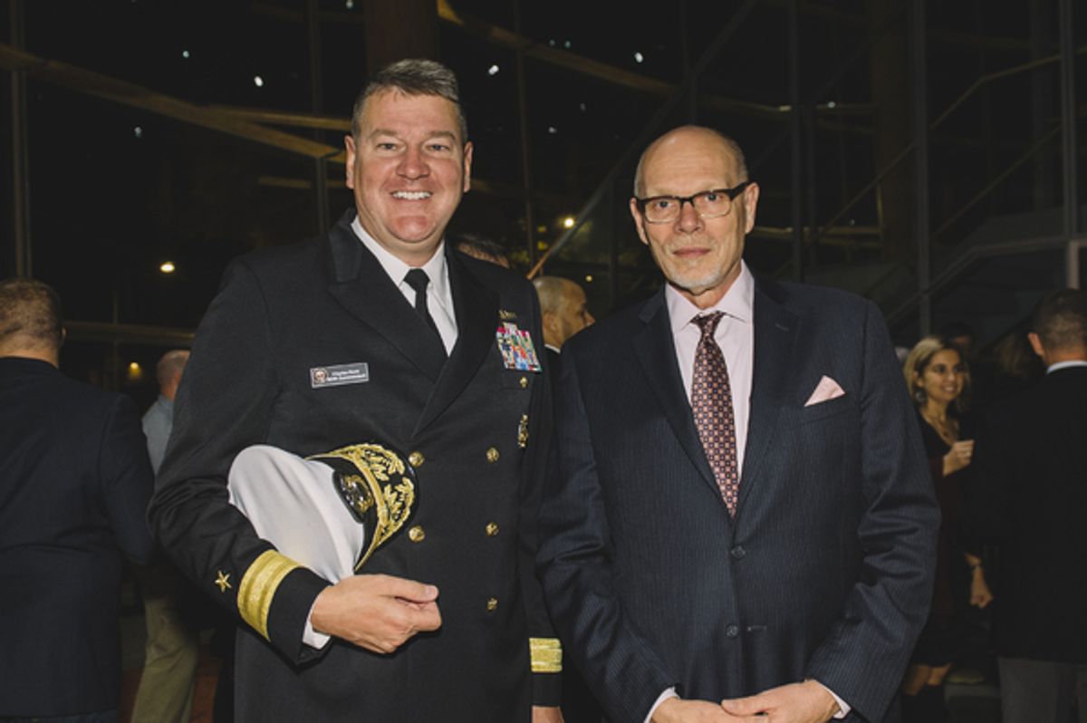 Rear Admiral Charles W. Rock and Arena Stage Executive Director Edgar Dobie at 