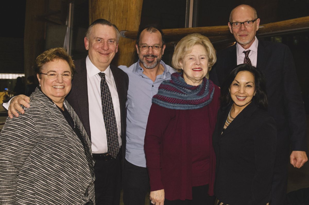 Larry Franks (Arena Stage Trustee), Ellen Berelson, David Catlin (Director and Adaptor), Beth Newburger Schwartz (Arena Stage Board President), Edgar Dobie (Arena Stage Executive Director) and Seema Sueko (Arena Stage Deputy Artistic Director) at 