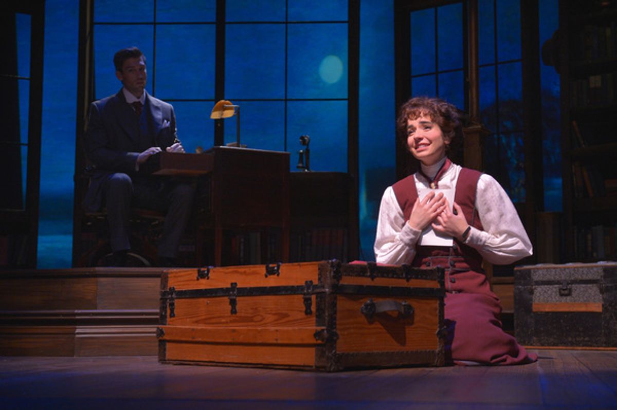 Jerusha Abbott (Hilary Maiberger) writes a letter to her mysterious benefactor (Derek Carley) at 