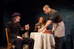 L to R: Stephen D'Ambrose, Tina Johnson, and Scott Aiello in ANNA CHRISTIE, directed by Peter Richards. Photo by Maria Baranova. @ BroadwayWorld L to R: Stephen D'Ambrose, Tina Johnson, and Scott Aiello in ANNA CHRISTIE, directed Photo