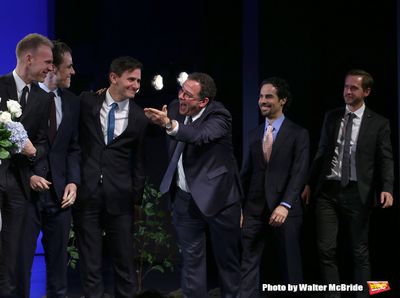Justin Paul, Steven Levenson, Benj Pasek, Michael Greif, Alex Lacamoire and Danny Mel Photo