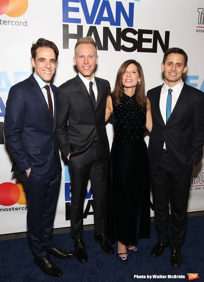 Steven Levenson, Justin Paul, Stacey Mindich and Benj Pasek  Photo