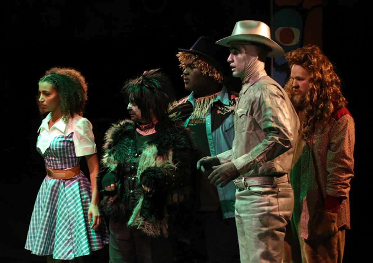 Maryann Williams (Dorothy), Genevieve Allenbury (Toto 2), Cameron Khalil Stokes (William), Jeremy Gee (Aloysious), Joe Serpa Daniels (Leo) at 