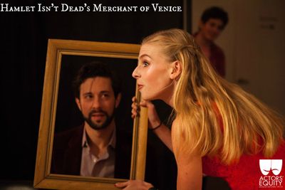 Michael Satow (Antonio), Samantha Maurice (Nerissa), & Michael Luca (Lorenzo) Photo