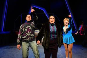 (front, l to r) Justin Adair, Veronica Garza and Amanda Horvath in Underscore Theatre Company’s Chicago premiere of TONYA AND NANCY: THE ROCK OPERA. Photo by Evan Hanover. @ BroadwayWorld (front, l to r) Justin Adair, Veronica Garza and Amanda Horvath in Underscore Theatre Photo