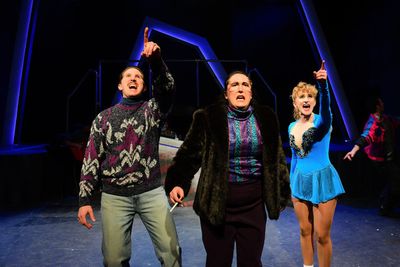 (front, l to r) Justin Adair, Veronica Garza and Amanda Horvath in Underscore Theatre Photo