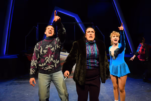 (front, l to r) Justin Adair, Veronica Garza and Amanda Horvath in Underscore Theatre Photo