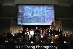 Tony Roberts as Ebenezer Scrooge and the full cast of A Christmas Carol with Garth Kravits at the live sound effects table. @ BroadwayWorld Tony Roberts as Ebenezer Scrooge and the full cast of A Christmas Carol with Garth Kr Photo