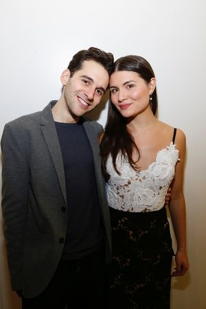 cast members Adam Chanler-Berat and Phillipa Soo pose backstage after the opening night performance of "Amélie, A New Musical" at Center Theatre Group/Ahmanson Theatre on Friday, December 16, 2016, in Los Angeles, California. (Photo by Ryan Miller/Captu @ BroadwayWorld cast members Adam Chanler-Berat and Phillipa Soo pose backstage after the opening Photo