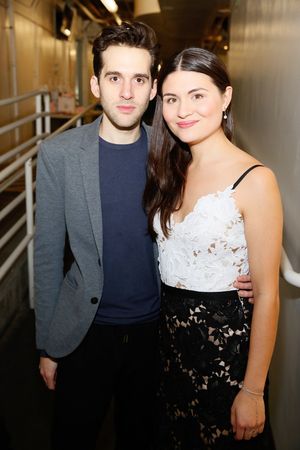cast members Adam Chanler-Berat and Phillipa Soo pose backstage after the opening night performance of "Amélie, A New Musical" at Center Theatre Group/Ahmanson Theatre on Friday, December 16, 2016, in Los Angeles, California. (Photo by Ryan Miller/Captu @ BroadwayWorld cast members Adam Chanler-Berat and Phillipa Soo pose backstage after the opening Photo