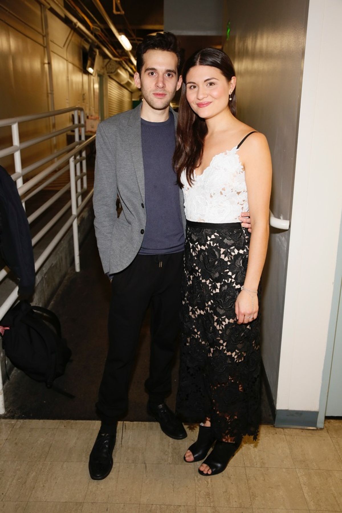 cast members Adam Chanler-Berat and Phillipa SooÂ pose backstage after the opening night performance of 'AmÃ©lie, A New Musical' at Center Theatre Group/Ahmanson Theatre on Friday, December 16, 2016, in Los Angeles, California. (Photo by Ryan Miller/Captu at 