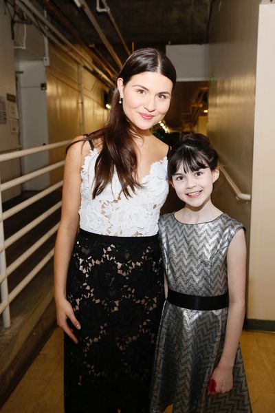 From left, cast members Phillipa Soo and Savvy CrawfordÂ pose backstage after the o Photo