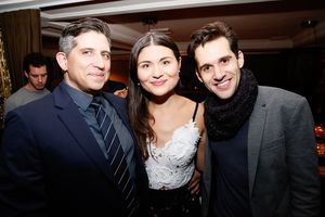 From left, composer Daniel Messé and cast members Phillipa Soo and Adam Chanler-Berat pose at the party after the opening night performance of "Amélie, A New Musical" at Center Theatre Group/Ahmanson Theatre on Friday, December 16, 2016, in Los Angeles, @ BroadwayWorld From left, composer Daniel Messé and cast members Phillipa Soo and Adam Chanler-Be Photo