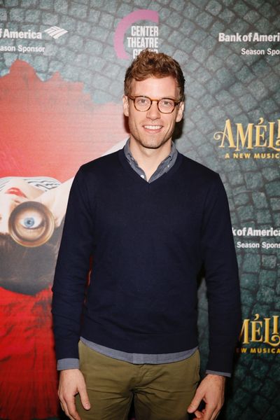 Actor Barrett Foa arrives for the opening night performance of "AmÃ©lie, A New Musi Photo