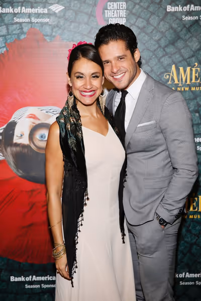 Actors Sabina Zuniga Varela and Miles Gaston Villanueva arrive for the opening night  Photo