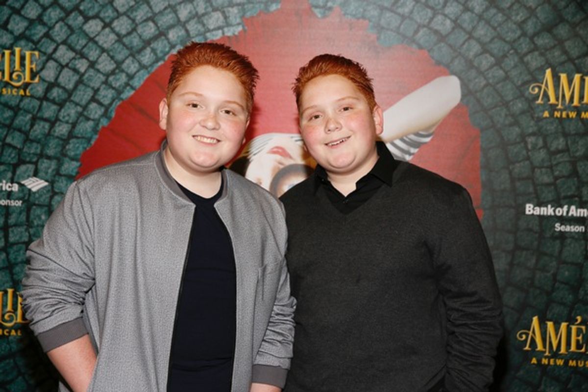 From left, actors Matthew and Benjamin Royer arrive for the opening night performance of 'AmÃ©lie, A New Musical' at Center Theatre Group/Ahmanson Theatre on Friday, December 16, 2016, in Los Angeles, California. (Photo by Ryan Miller/Capture Imaging) at 