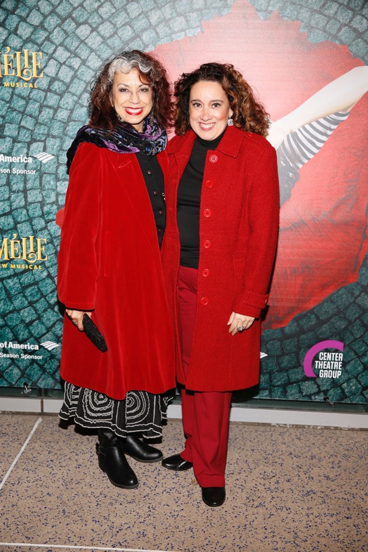 From left, actors Rose Portillo and Eileen Galindo arrive for the opening night performance of 'AmÃ©lie, A New Musical' at Center Theatre Group/Ahmanson Theatre on Friday, December 16, 2016, in Los Angeles, California. (Photo by Ryan Miller/Capture Imagin at 