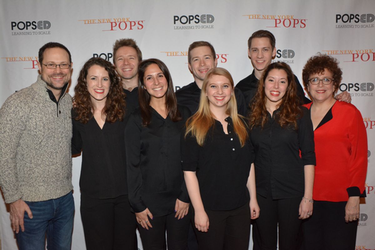 Matthew Sklar, Judith Clurman members of Essential Voices USA-Ali Roselle, Jon Roselle, Chandra Revier, Joey Revier, Scot Cahoon and Mariela Olivio at 